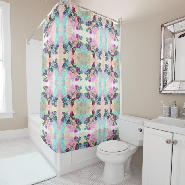 Cortina de ducha de mariposas voladoras (In situ)