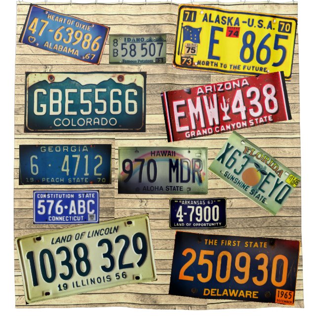 Cortina de ducha de matrículas del estado (Anverso)