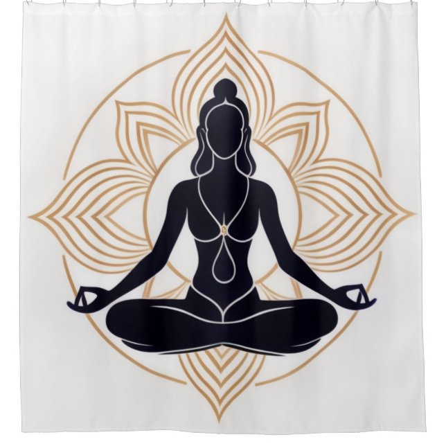 Cortina de ducha de meditación Zen Lotus (Anverso)