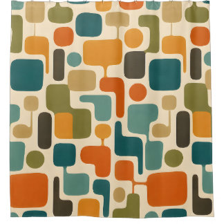 Cortina de ducha de mosaico retro mod