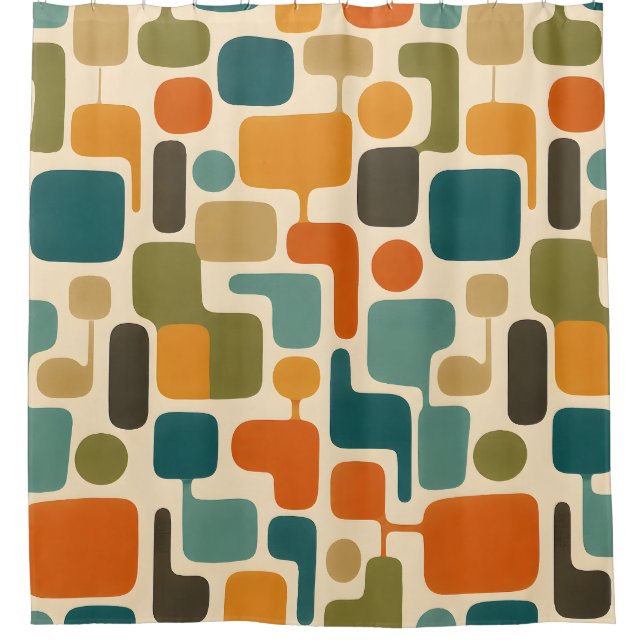 Cortina de ducha de mosaico retro mod  (Anverso)