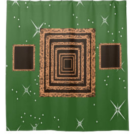 Cortina de ducha de naranja verde espejo