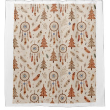 Cortina de ducha de Navidad Boho Dreamcatcher Rúst