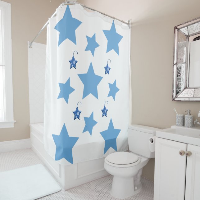 Cortina de ducha de Navidad Estrellas Azules (In situ)