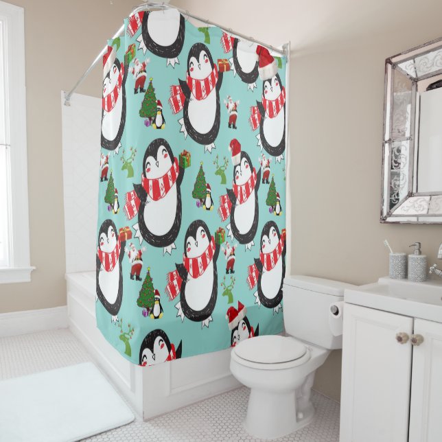 Cortina de ducha de Navidad, Pingüino (In situ)