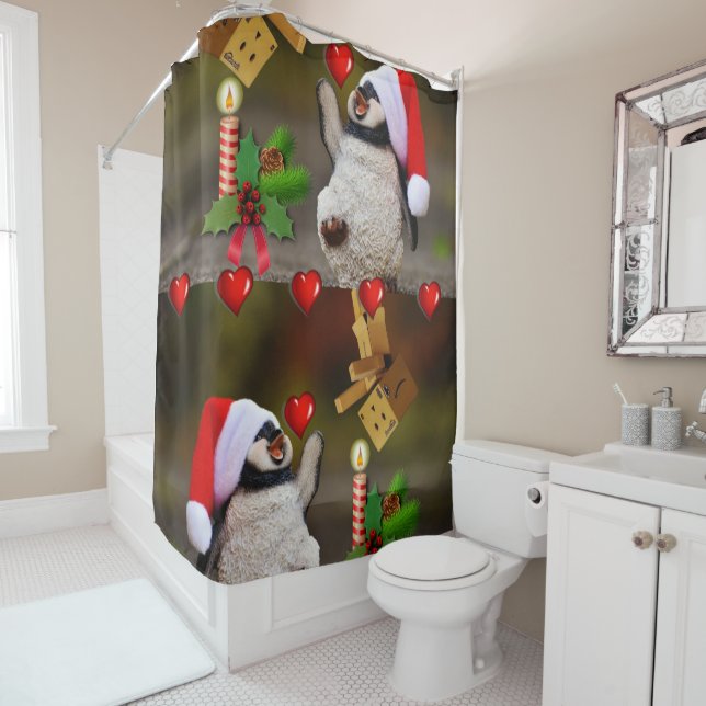 Cortina de ducha de Navidad, Pingüino (In situ)