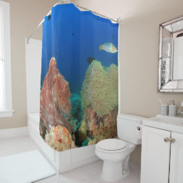 Cortina de ducha de octopus de coral azul oceánico