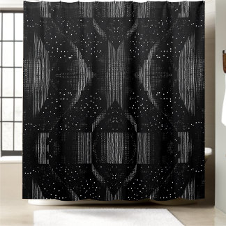 Cortina de ducha de ondas de sonido negro y blanco