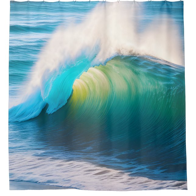 Cortina de ducha de ondas oceánicas azules (Anverso)