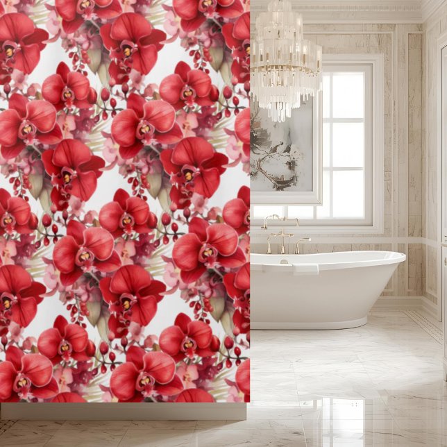 Cortina de ducha de orquídeas rojas elegantes (Subido por el creador)