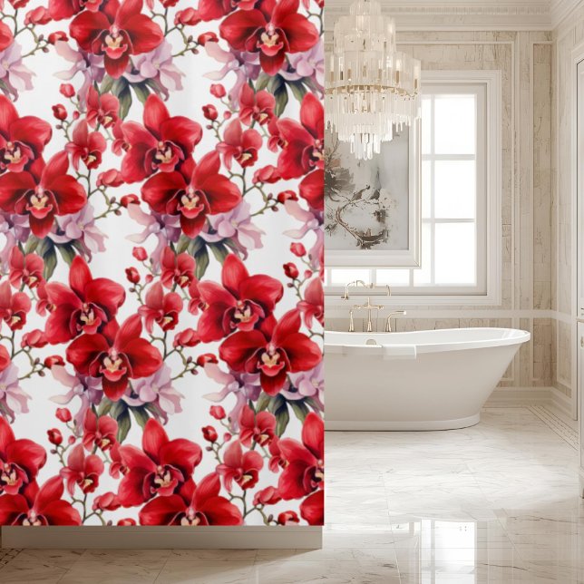 Cortina de ducha de orquídeas rojas elegantes (Subido por el creador)