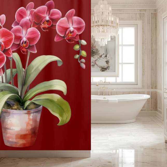 Cortina de ducha de orquídeas rojas elegantes (Subido por el creador)