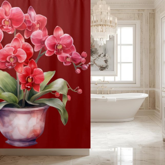 Cortina de ducha de orquídeas rojas elegantes (Subido por el creador)