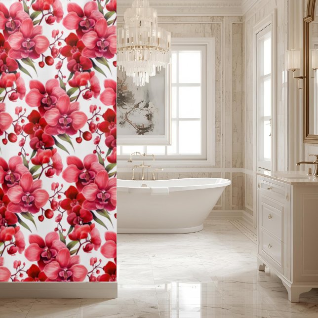 Cortina de ducha de orquídeas rojas elegantes (Subido por el creador)