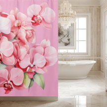 Cortina de ducha de orquídeas rosadas elegantes