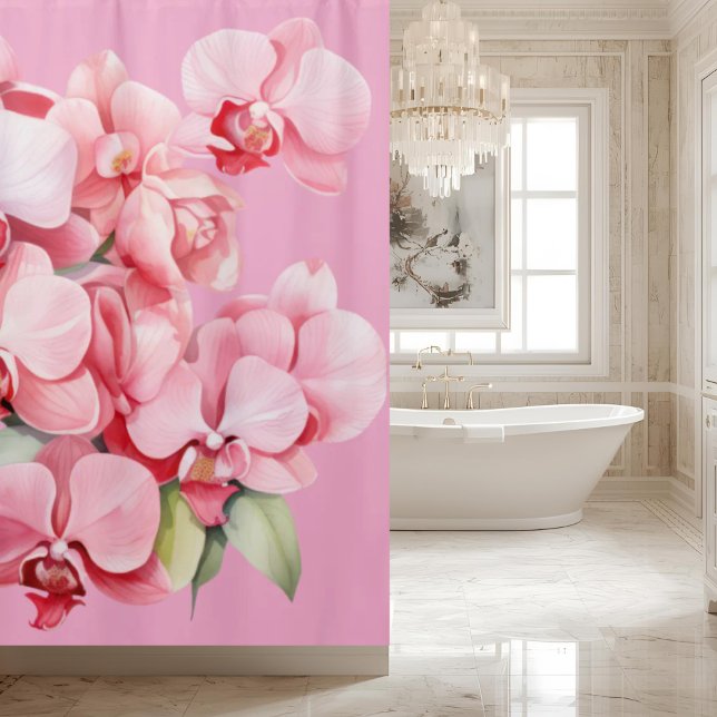 Cortina de ducha de orquídeas rosadas elegantes (Subido por el creador)