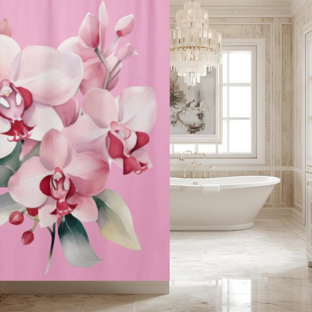 Cortina de ducha de orquídeas rosadas elegantes (Subido por el creador)