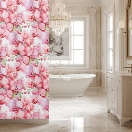 Cortina de ducha de orquídeas rosadas elegantes