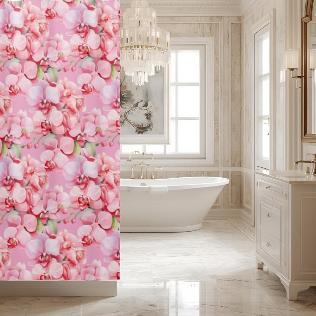 Cortina de ducha de orquídeas rosadas elegantes (Subido por el creador)