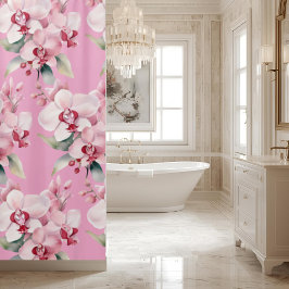 Cortina de ducha de orquídeas rosadas elegantes