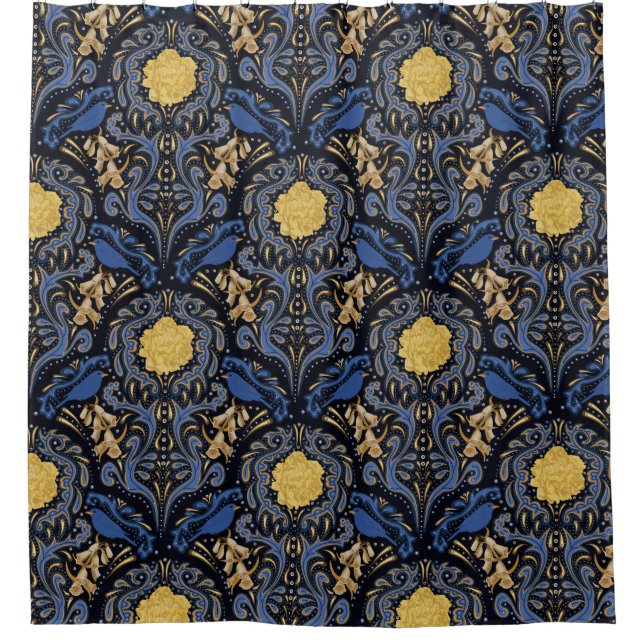 Cortina de ducha de pájaro azul (Anverso)