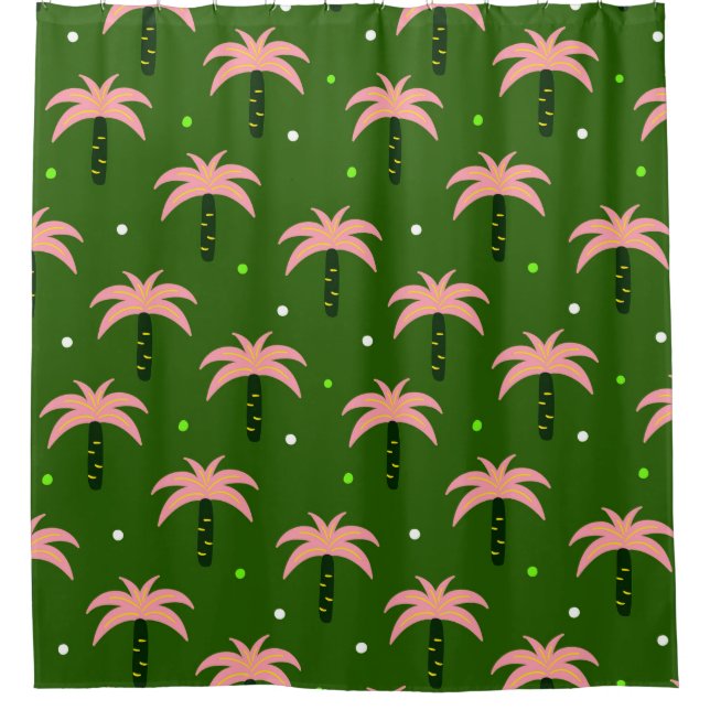 Cortina de ducha de palmera rosa (Anverso)