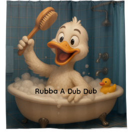 Cortina de ducha de pato adorable – Texto editable