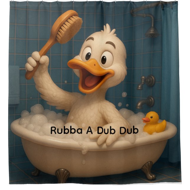 Cortina de ducha de pato adorable – Texto editable (Anverso)