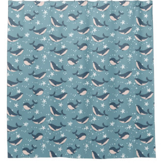Cortina de ducha de patrón de ballenas oceánicas