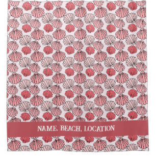 Cortina de ducha de patrón de conchas de Rosa - te