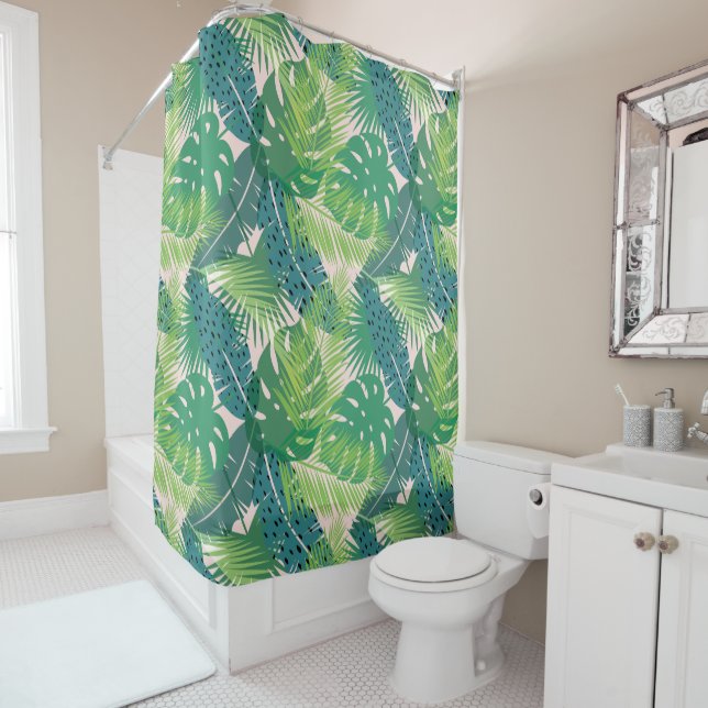 Cortina de ducha de patrón de hoja de palma (In situ)