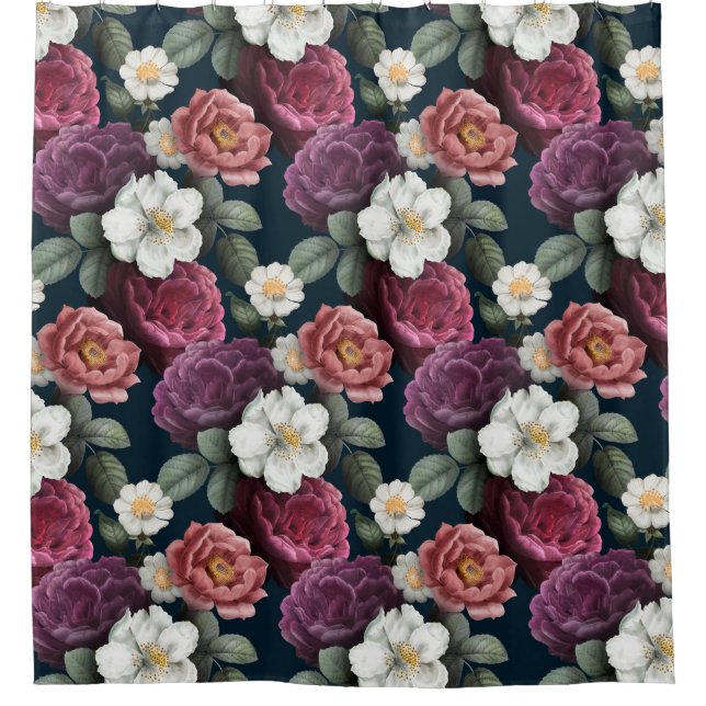 Cortina de ducha de patrón floral (Anverso)