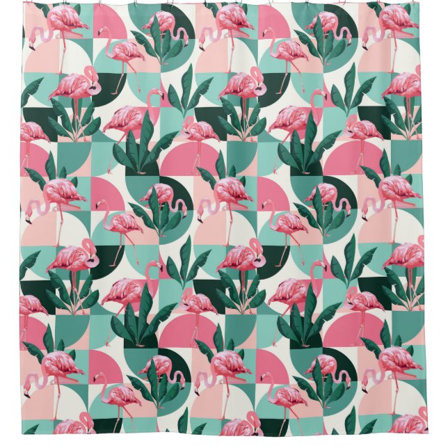 Cortina de ducha de patrón tropical (Anverso)