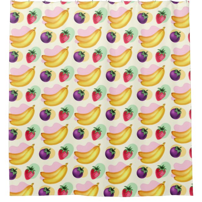 Cortina de ducha de patrón tropical (Anverso)