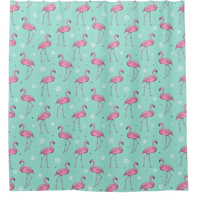 Cortina de ducha de patrón tropical (Anverso)