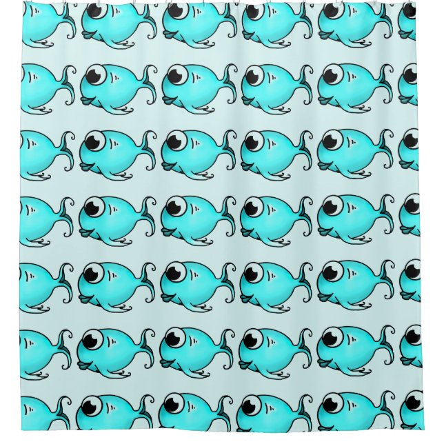 Cortina de ducha de peces azules (Anverso)