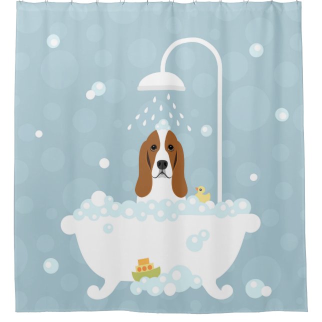 Cortina de ducha de perro aferrada (Anverso)