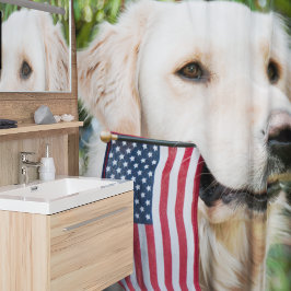 Cortina de ducha de perro patriótico Golden Retrie