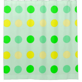 Cortina de ducha de polka verde y amarillo
