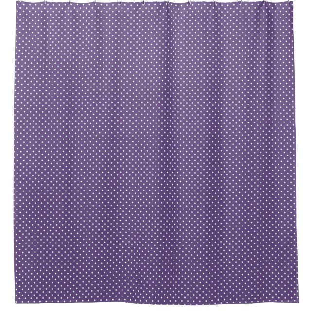 Cortina de ducha de puntos de polka morado (Anverso)