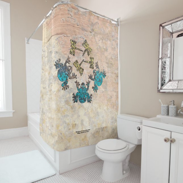 Cortina de ducha de ranas y libélulas (In situ)