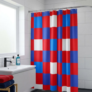 Cortina de ducha de raya de cuadros patrióticos