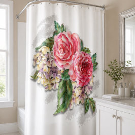 Cortina de ducha de rosas rojas hermosas