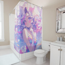 Cortina de ducha de sirena Anime Kawaii