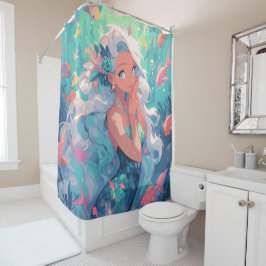 Cortina de ducha de sirena Kawaii de Anime