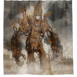 Cortina de ducha de Steampunk Big Ben