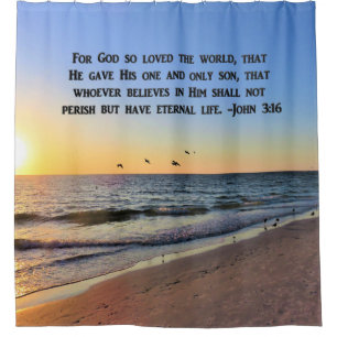 CORTINA DE DUCHA DE SUNRISE DE JOHN 3:16 QUE INSPI