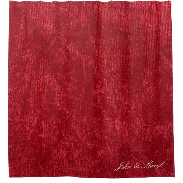 Cortina de ducha de terciopelo rojo rico (Anverso)
