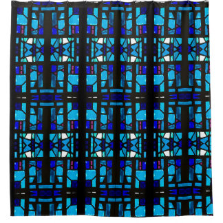 Cortina de ducha de vidrio emplomado azul