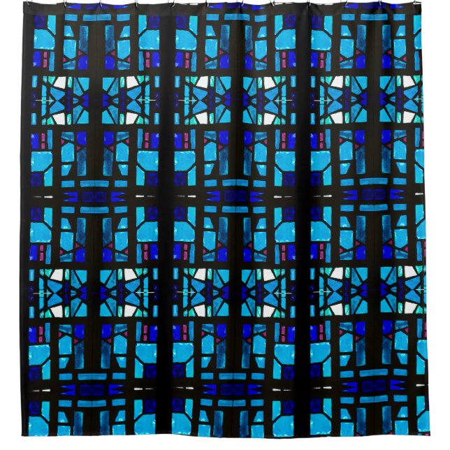 Cortina de ducha de vidrio emplomado azul (Anverso)